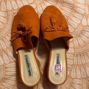 Karl Lagerfeld Orange Tassel Mules